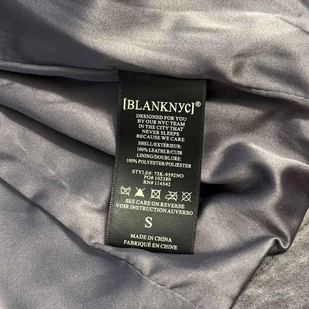 [BLANKNYC] Jacket 100% Suede Leather Moto Asymmetrical Zip Crop Gray Size Small